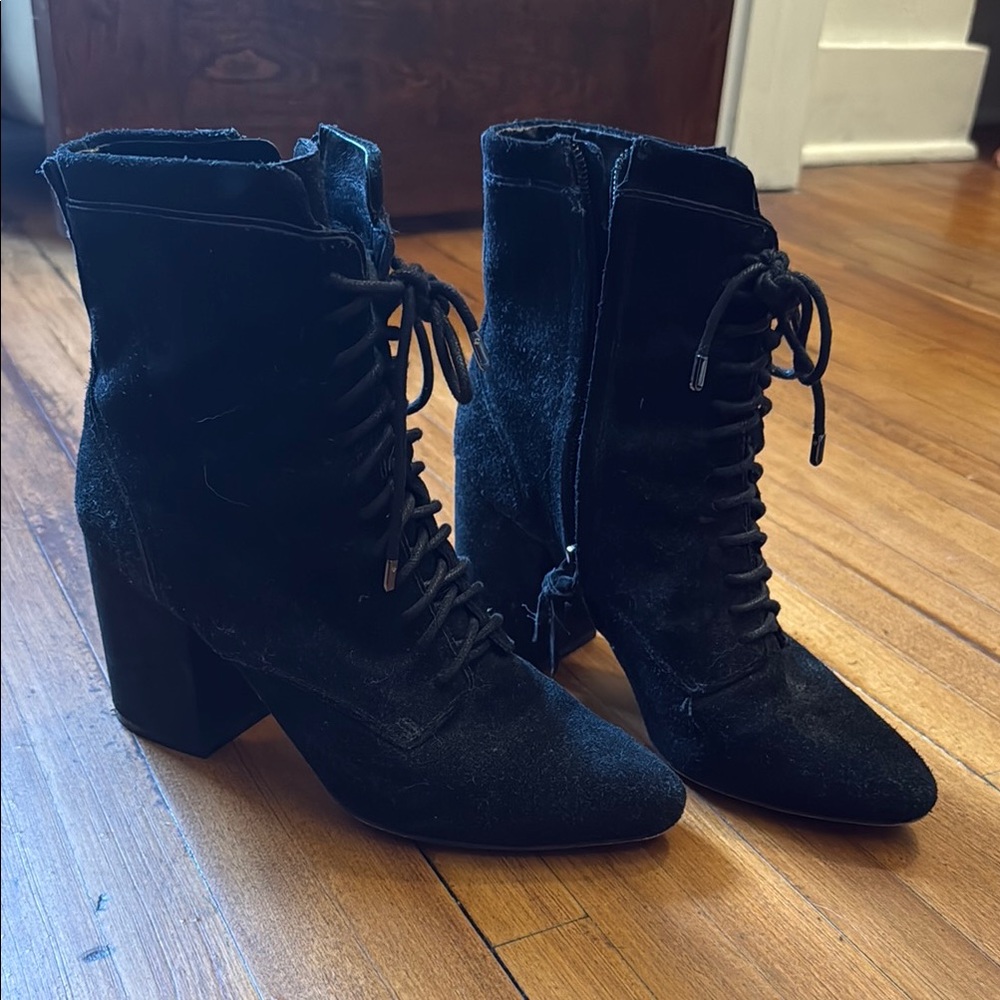 Rebecca Minkoff Black Suede Lace Up Boot